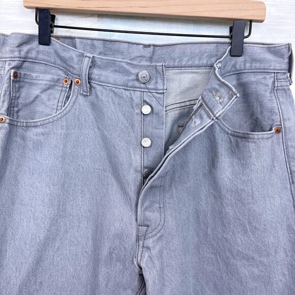 Levis 501 XX Straight Jeans Gray Button Fly Rigid Denim Original Fit Mens 34x32 - Picture 3 of 7